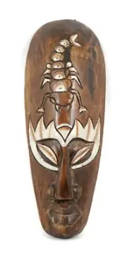AFRICAN ETHNIC HAND-CARVED PAINTED WOODEN TRIBAL WALL FACE AND SCORPIO MASK