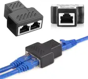 RJ45 Ethernet LAN Network Y Splitter Double Adapter Cable Connector For CAT5/6/7