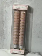 Cupcakes & Cashmere Valentines Pink Macaron LED Taper Candles w/ Timer Set Of 2