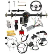 48V 1000W Go Kart Brushless Motor 30'' Rear Differential Axle Steering Wheel Kit