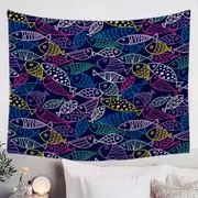 Multi Colored Fish Drawings Tapestry