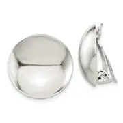 Sterling Silver Polished Non-Pierced 18mm Circle Button Earrings