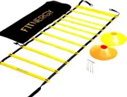 Speed and Agility Ladder Training Equipment Yellow 12 Rung Ladder Free Carryi...