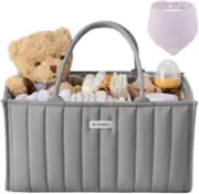Baby Diaper Caddy Organiser, Large Nursery Storage Basket, Portable Nappy Org...