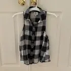 American Eagle Plaid/Checkered Button Up Sleeveless Tank Top