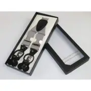 ELEGANT Suspenders Clip on and Button Option for Slacks or Suit Pants Silver