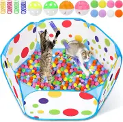 Cat Ball Pit with 210 PCS Cat Toy Balls and 4 PCS Cat Spring Toy Interactive Fun