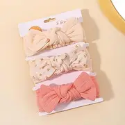 JOVALA 3PCS Baby Girls Headbands Hair Bows Handmade Wrap Knotted Elastic Hairband Head Bands Hair Accessories for Newborn Infant Toddler Kids Headwrap