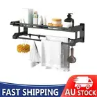 Towel Rail Rack Wall Mounted Bathroom Stainless Steel Shelf Holder Robe Hooks AU