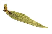 White Metal & Gold Plated Leaf shaped Incense Stick Holder and Ash Catcher