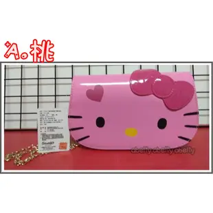 正版 三麗鷗 Hello Kitty 凱蒂貓造型手機斜背包 鏈條包 鐵鏈包 硬殼包 漆皮亮