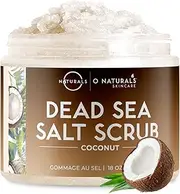 O Naturals Exfoliating Coconut Oil Dead Sea Salt Deep-Cleansing Face & Body Scrub. Anti-Cellulite Tones Helps Oily Skin, Acne, Ingrown Hairs & Dead Skin Remover. Essential Oils, Sweet Almond 18oz