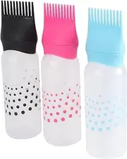 FOMIYES 3pcs Colorful Hair Dye Applicator Bottles with Scale Lines Hairdressing Tools for Home and Salon Use Black Rosy for Even Color Distribution