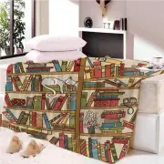 Knowledge Ocean Bookshelf 3D Warm Plush Fleece Blanket Picnic Sofa Couch