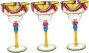 3pcs Unique Decorative Margarita Glasses Set Painted Glassware for Cocktails Margaritas