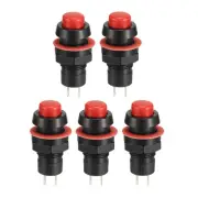 Self-Locking SPST Latching Push Button Switch 125V/2A 10mm /Red /5pcs