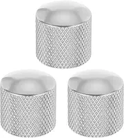 uxcell 3Pcs Aluminum Guitar Knobs Shaft Volume/Tone Silver Control Knobs CNC Machined Knurled Design for Electric Guitar Bass Audio Tuning Replacement