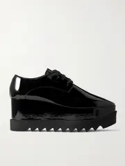 [Stella McCartney] Stella McCartney - Elyse Vegetarian Patent-leather Platform Brogues - Black - IT39 IT 39 Black