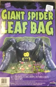 GIANT SPIDER LEAF BAG OVER 7FT TALL 1 BAG (BODY) 4 TUBES (LEGS) & 13 TWIST TIES