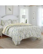 Laura Ashley Meadow Floral 100% Cotton 300 Thread Count Sateen Duvet Cover Set