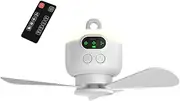 Portable Ceiling Fan Battery Operated Ceiling Fan with Light with Remote Control USB Rechargeable Fan 3 Wind Speed for Emergency Survival