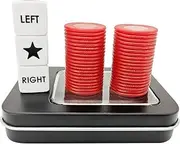 Left Right Center Dice Game Prime Set with 3 Dices + 40 Chips (Red)