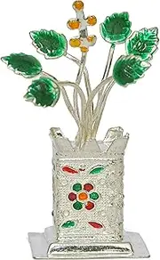 Ashok Jewellers Metal Tulsi Plant (1.25 Inches, Silver)