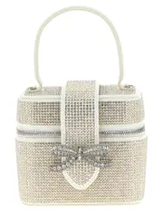 [Self Portrait] Self Portrait-Satin Rhinestone Vanity Case Borse A Mano Bianco-Donna OS