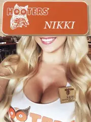 ~NEW~ NIKKI HOOTERS Girl Uniform Collectible Pin Back Badge Tag Orange NAME TAG