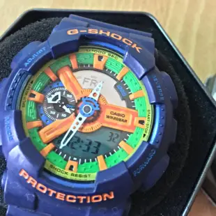 卡西歐 CASIO G-SHOCK GA-110FC-2ADR 深藍橘 橘綠黃錶面 霧面 藍樂高 （完售）