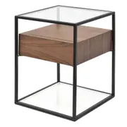 Norman Scandinavian Metal Frame Side Table - Walnut