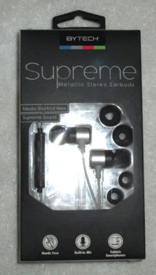 Bytech Supreme Metallic Stereo Earbuds w/ Shortcut Keys NIB