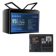 1PC Queens 12V 95AH Lithium Battery LiFePO4 100A 1PC VoltX 12V Control Box 4 USB