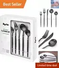Matte Black Silverware Set, 20-Piece Stainless Steel Flatware Set Cutlery Set...