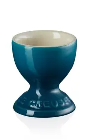 Le Creuset Egg Cups Holders Deep Teal Set Of 2 Blue Stoneware New