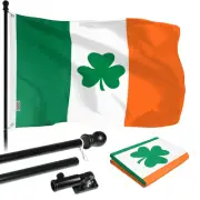 6 Feet Tangle Free Spinning Flagpole (Black) Ireland SHAMROCK Brass
