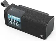 Hama Radio Digital Radio with Bluetooth and Battery DR200BT (Portable Box, Mobile Radio with DAB/DAB+/FM, Colour Display, Rechargeable, Aux, USB-C, 8 Hours Playtime), Black, Small