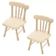 2 Pcs Wooden Miniature Furniture Micro Landscape Models Miniature Doll House Toy