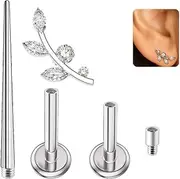 [XXKOTWA] 1PC 16G Flat Back Earrings Stud G23 Titanium Cartilage Helix Tragus Conch Lobe Medusa Labret Piercing Jewelry Nose Studs Internally Threaded Earrings Stud for Women Men 6mm 8mm