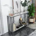 47.2” Long Anti-scratch Console Entryway Table 2 Tiers Sofa Storage Table White