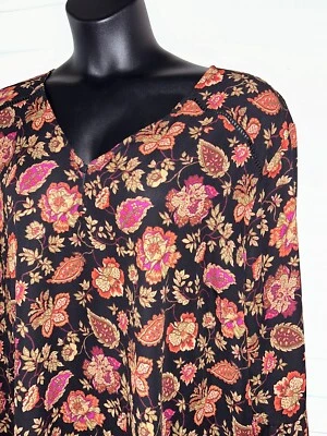 NWT Maurices Sz PLUS 4 4X Floral Lantern Sleeve Peasant Blouse Pullover V Neck