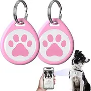 QR Code Pet ID Tags for Collar (2 Pack) - Personalized Online Profile, Instant Location Alert, Anti-Lost - No Subscription Fees (Pink, for Dog - 1.2")