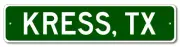 Kress, Texas Metal Wall Decor City Limit Sign - Aluminum