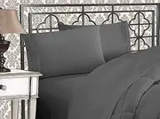 [Elegant Comfort] 4 Piece 1500 Thread Count Luxurious Super Soft Egyptian Quality Coziest Sheet Set, Queen, Gray