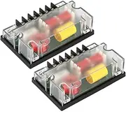 Car Audio Component 2Pcs 12V 2 Way Car Audio Crossover Tweeter Woofer Output Universal Car Speaker Automotive Accessories Car Speaker Tweeters