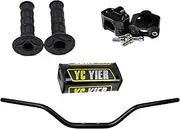1 1/8" 28mm Black Motorcycle Handlebar Set, Fat Handlebars and Bar Risers Clamps with Hand Grips Bar Pad for Pit Dirt Bike Off Road YX85 KX85 CR85 CRF250 YZ250