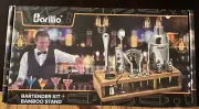 Barillio® Mixology Bartender Kit With Elegant Bamboo Stand (Silver)