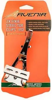 AVENIR 2X FIXIE STEEL TOE CLIPS MD Bike Pedals Strapless Double Strap Silver NEW