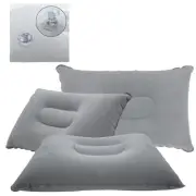 4 Pack Gray Ultralight Inflatable Pillow Small Squared Flocked Fabric Air Pil...