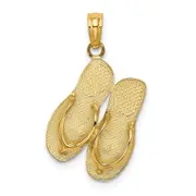 14k Yellow Gold Polished Large MARCO ISLAND Double Flip-Flop Charm